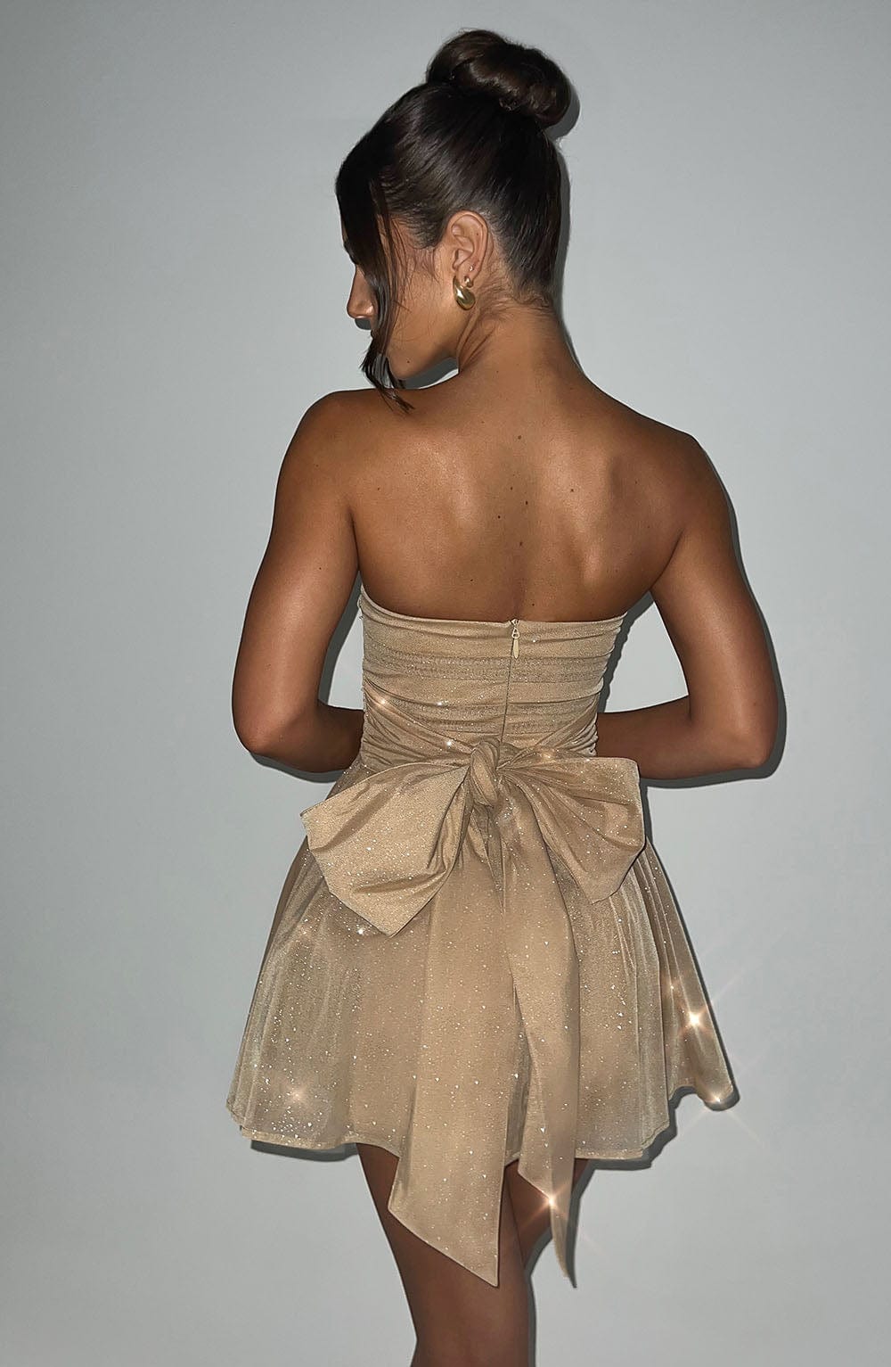Women's Mini Dress Gold Sparkle Corset - 2