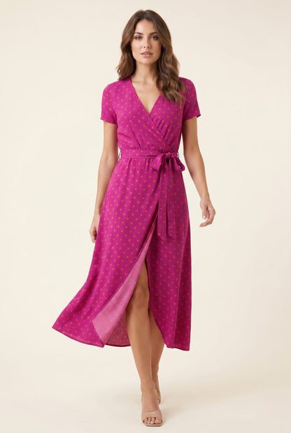 Women's Floral Wrap Dress Multicolor Lightweight Summer - 1