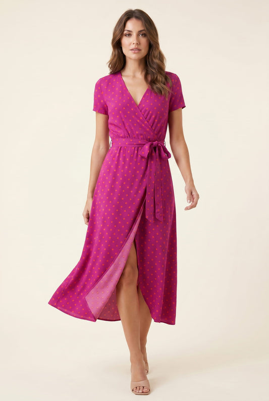 Women's Floral Wrap Dress Multicolor Lightweight Summer - 1