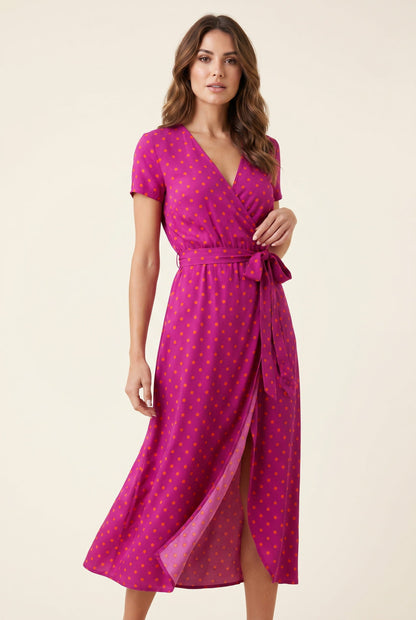 Women's Floral Wrap Dress Multicolor Lightweight Summer - 6