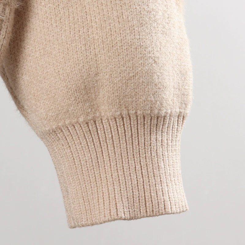 Fluffy Love Heart Pattern Knitted Loose Fit Sweaters 5