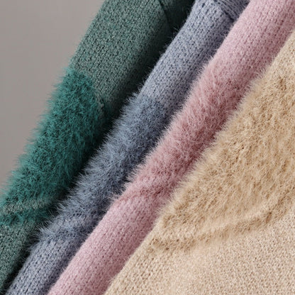 Fluffy Love Heart Pattern Knitted Loose Fit Sweaters 7