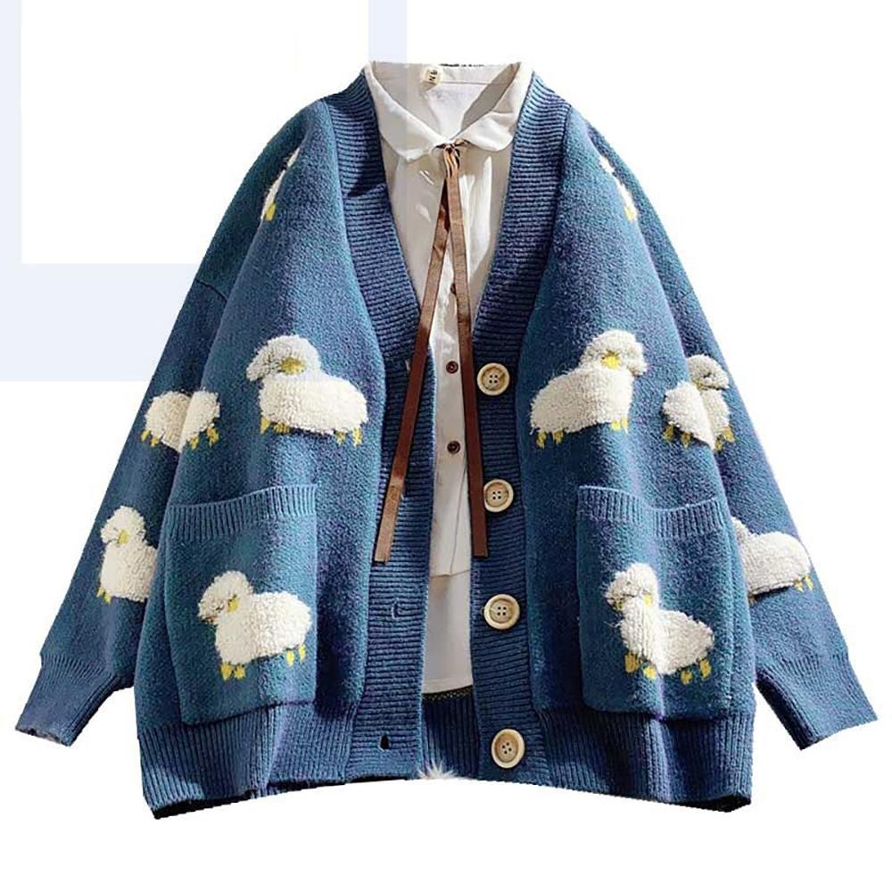 Fluffy Sheep Loose Knit Cardigan Sweater 0