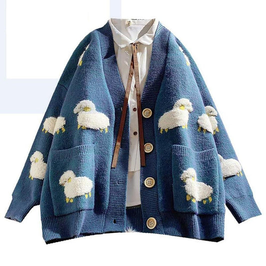Fluffy Sheep Loose Knit Cardigan Sweater 0