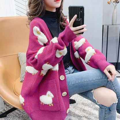 Fluffy Sheep Loose Knit Cardigan Sweater 4