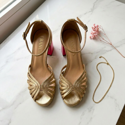 Women's Cushioned Open-Toe Ankle-Strap Heels – detail view | Hensley London