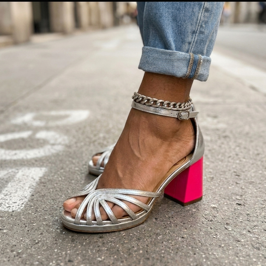 Women's Cushioned Open-Toe Ankle-Strap Heels – side view | Hensley London