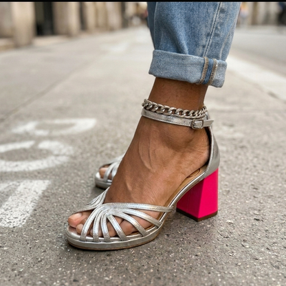 Women's Cushioned Open-Toe Ankle-Strap Heels – side view | Hensley London