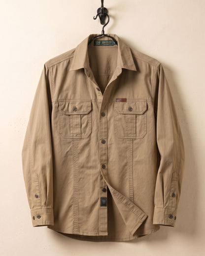 Men's Woven Cotton Shirt - front view | Hensley London