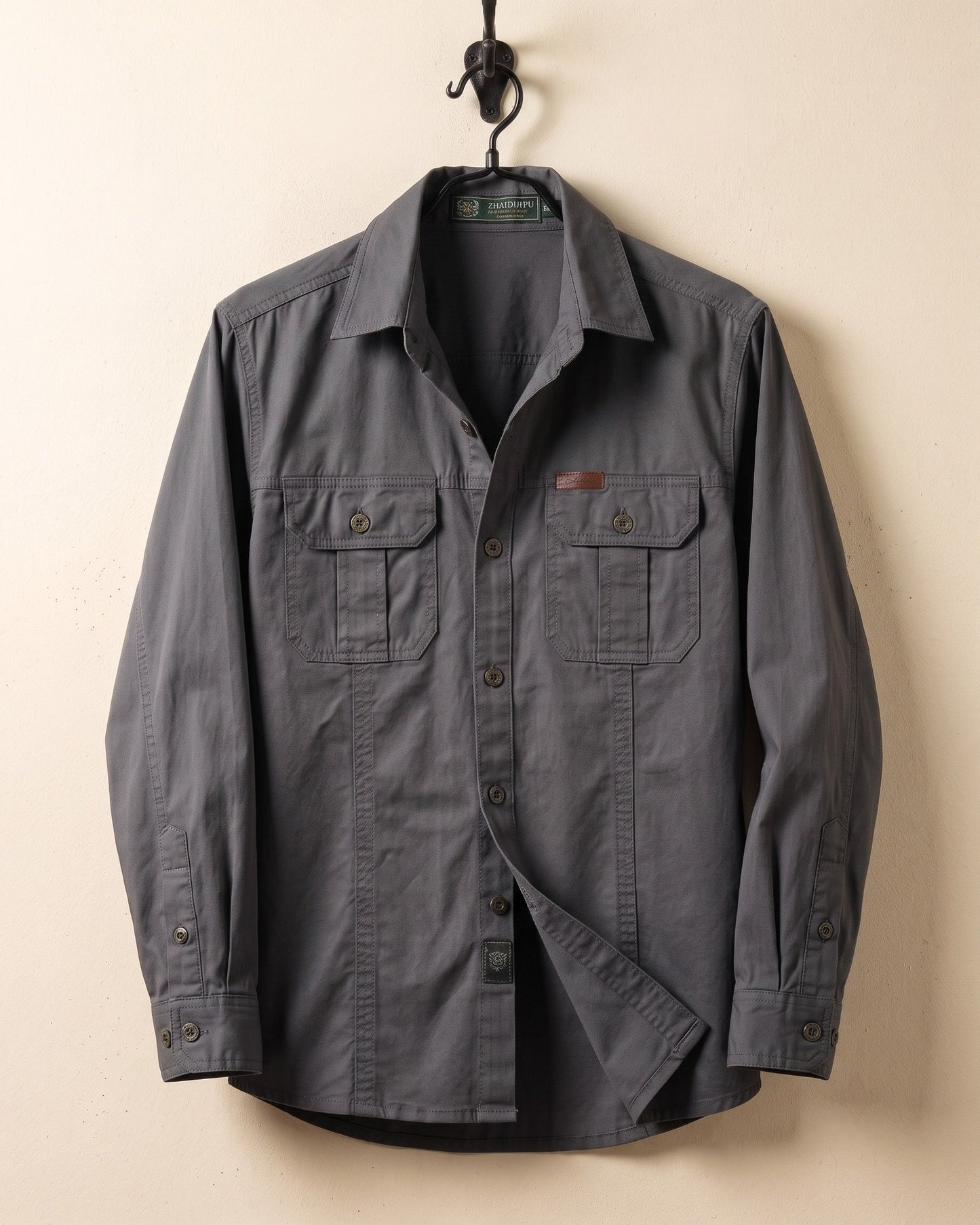 Men's Woven Cotton Shirt - side view | Hensley London