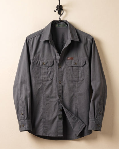 Men's Woven Cotton Shirt - side view | Hensley London