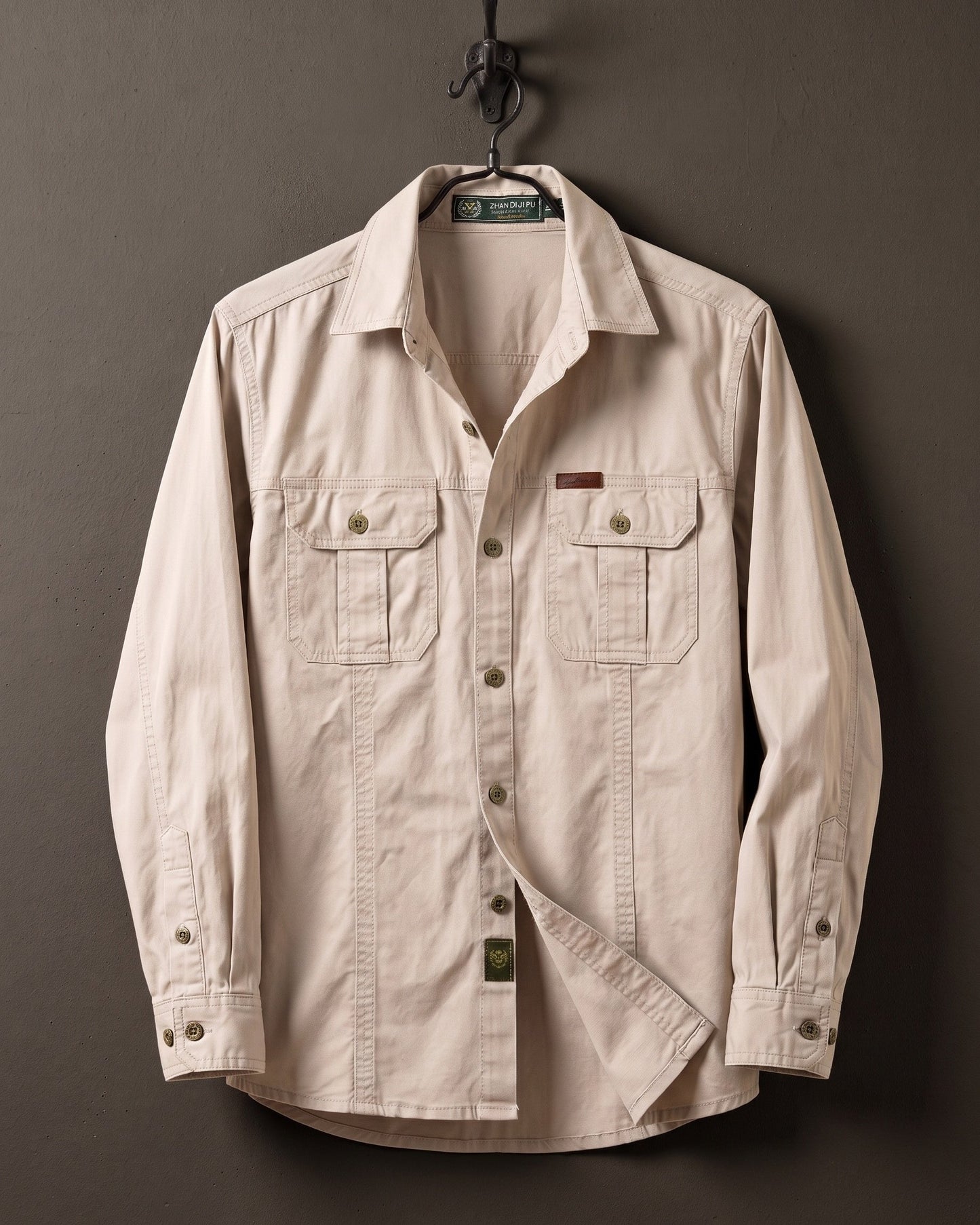 Men's Woven Cotton Shirt - detail view | Hensley London