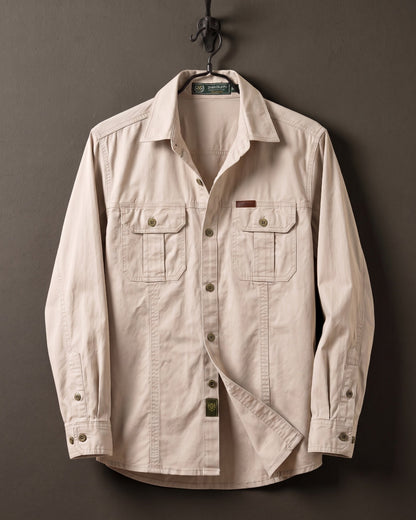 Men's Woven Cotton Shirt - detail view | Hensley London