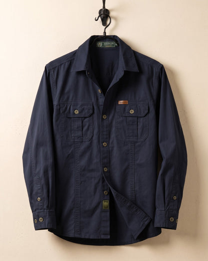 Men's Woven Cotton Shirt - fabric detail | Hensley London