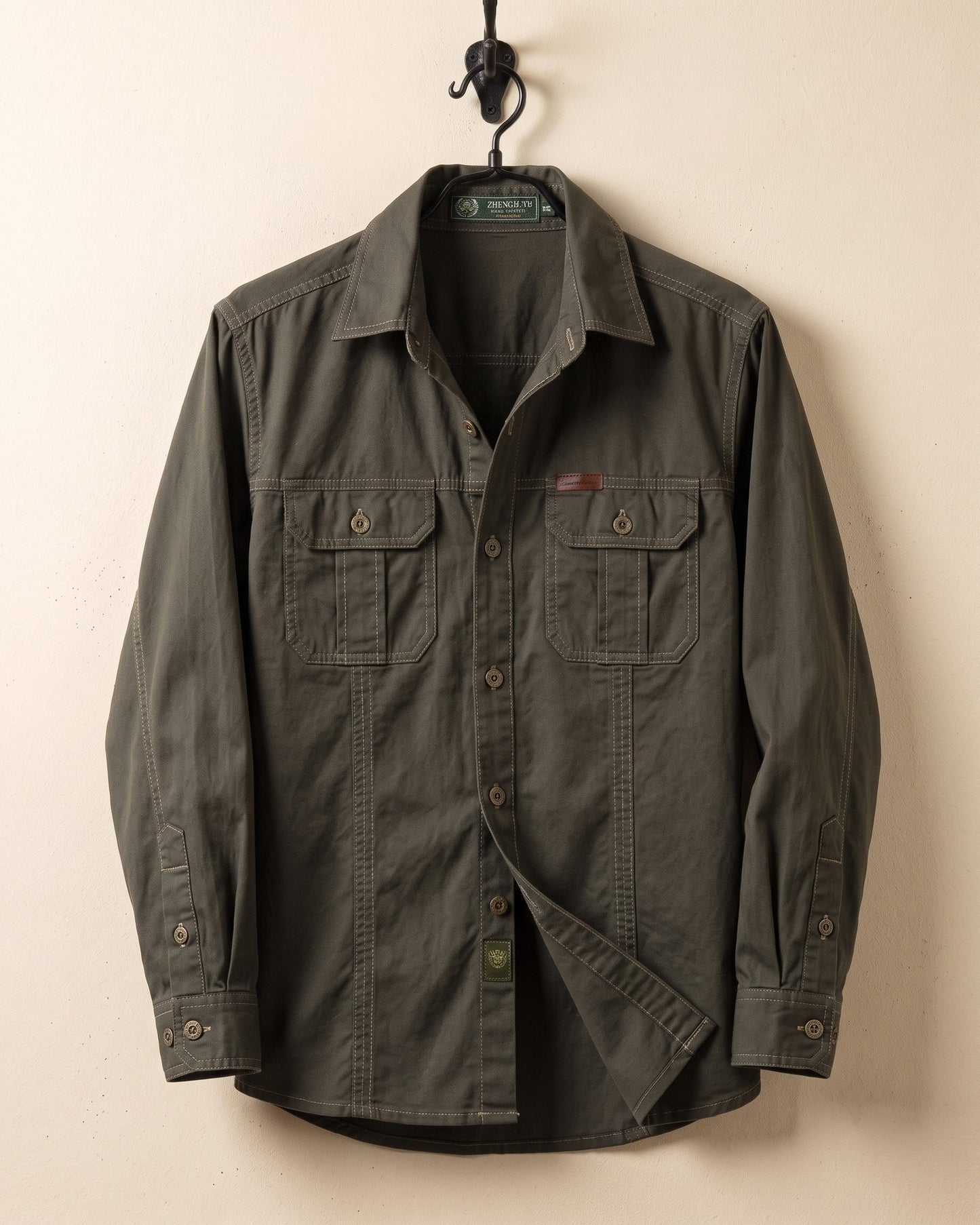 Men's Woven Cotton Shirt - styled view | Hensley London