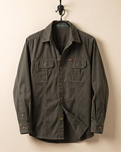 Men's Woven Cotton Shirt - styled view | Hensley London