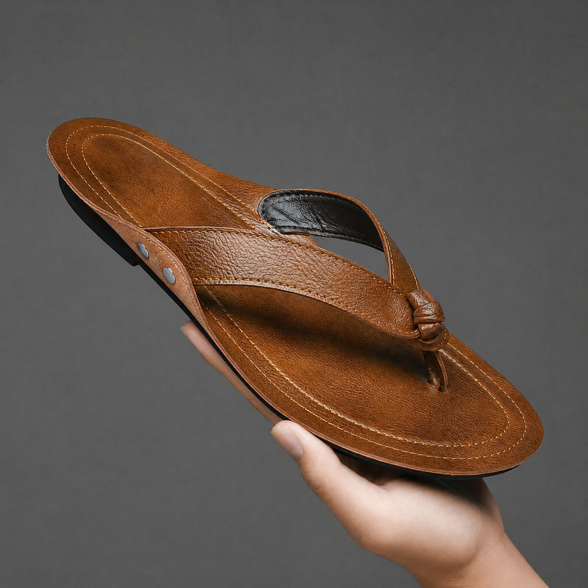 Men's Genuine Leather Cross-Strap Sandals – main product view | Hensley London