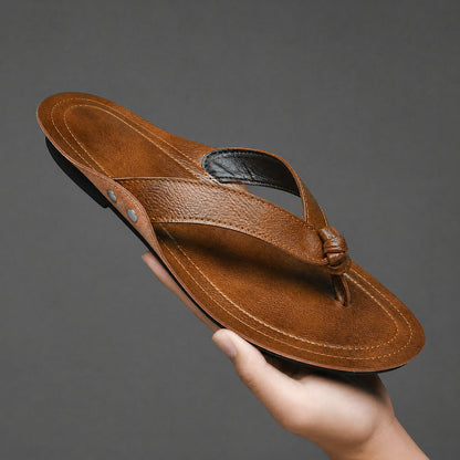 Men's Genuine Leather Cross-Strap Sandals – main product view | Hensley London