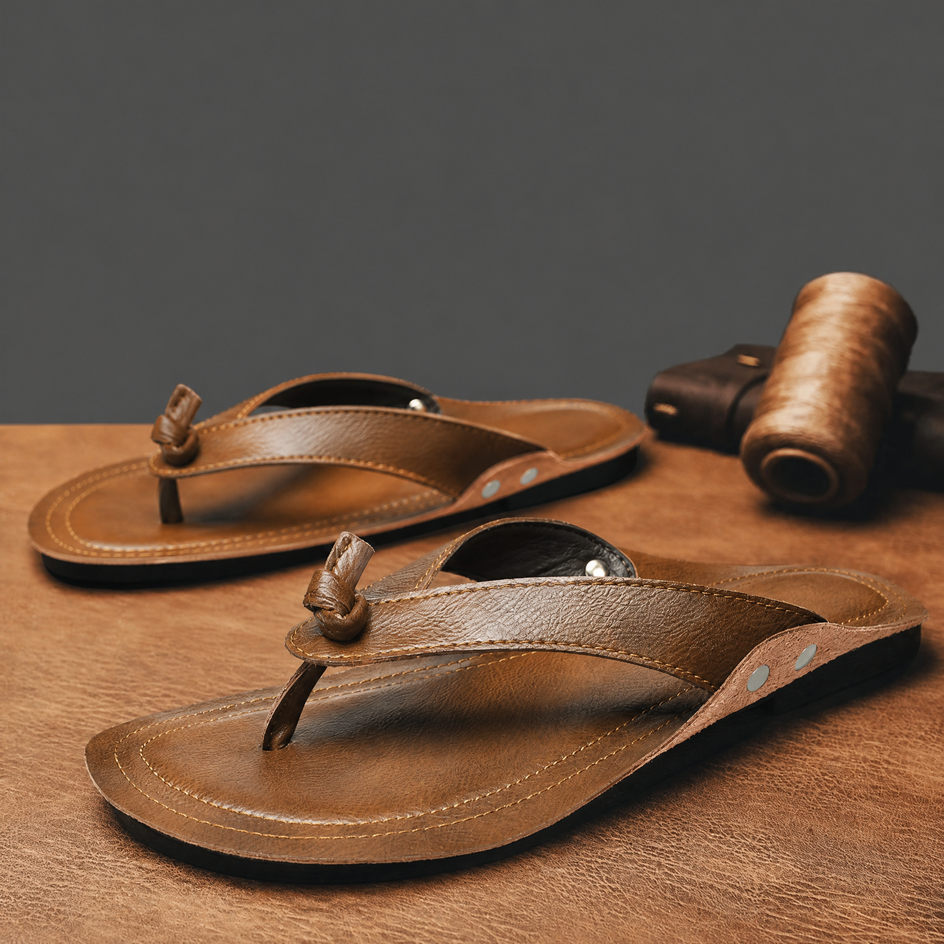 Men's Genuine Leather Cross-Strap Sandals – side view | Hensley London