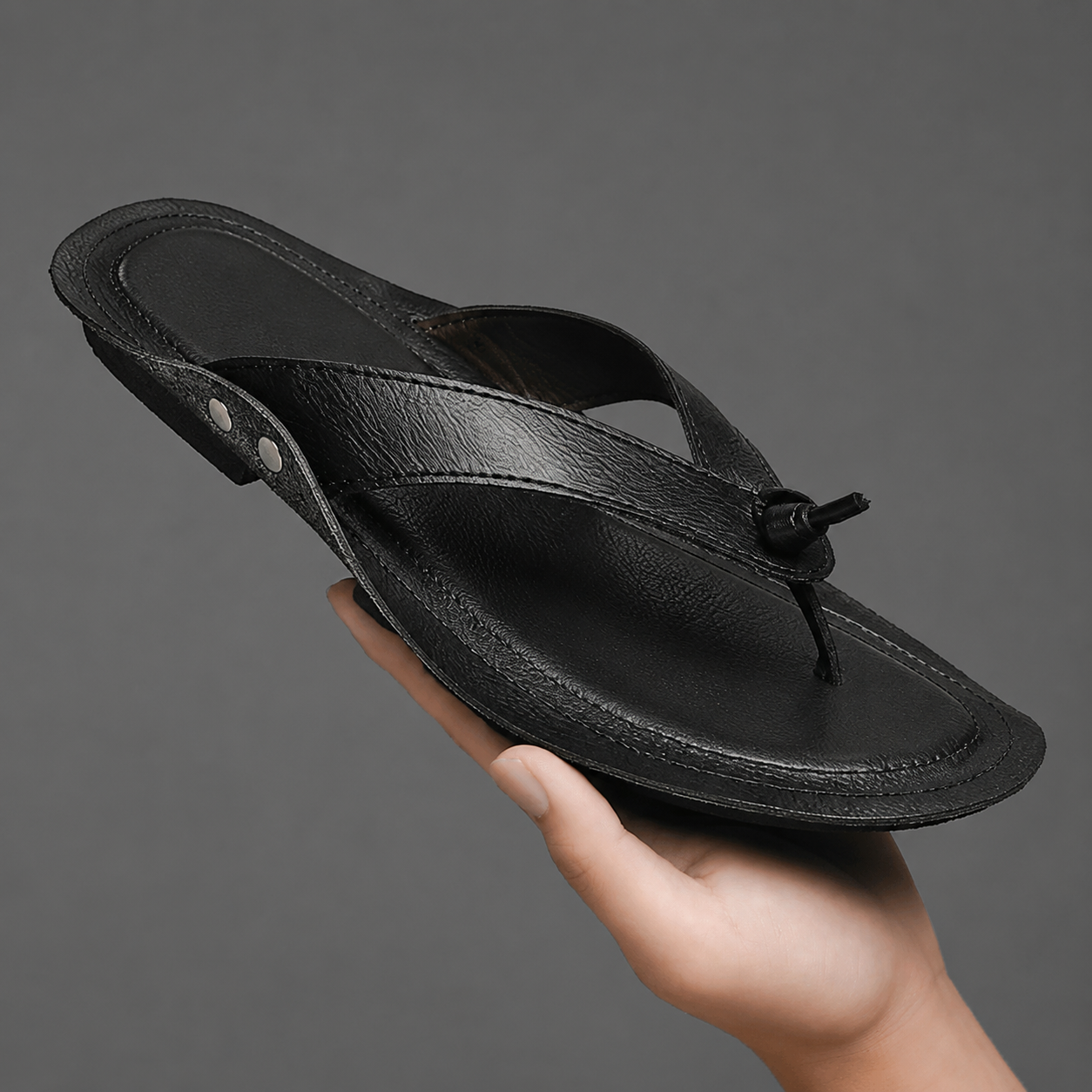 Men's Genuine Leather Cross-Strap Sandals – detail view | Hensley London