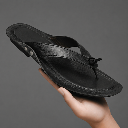 Men's Genuine Leather Cross-Strap Sandals – detail view | Hensley London