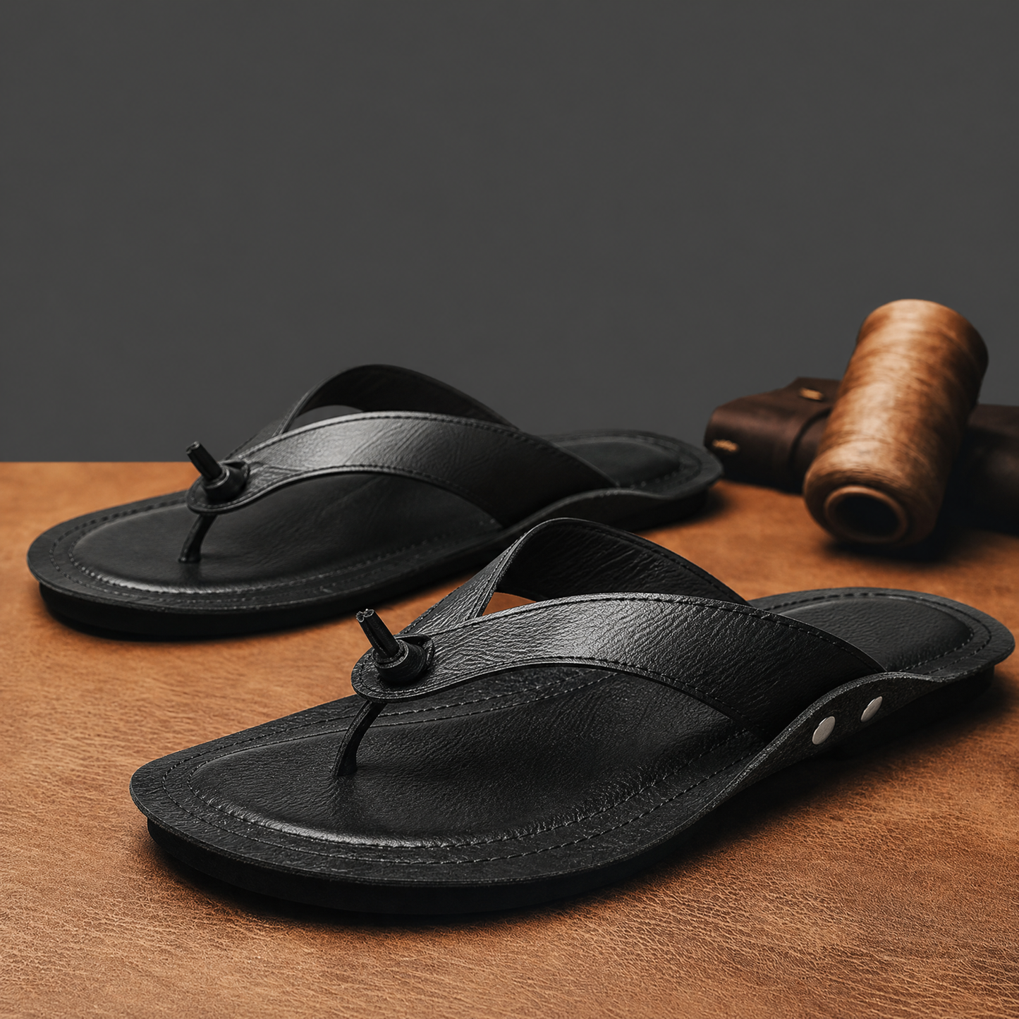 Men's Genuine Leather Cross-Strap Sandals – top view | Hensley London
