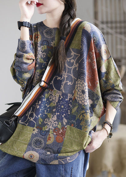 Women's Sweater French Blue Knit Loose Fit - 1