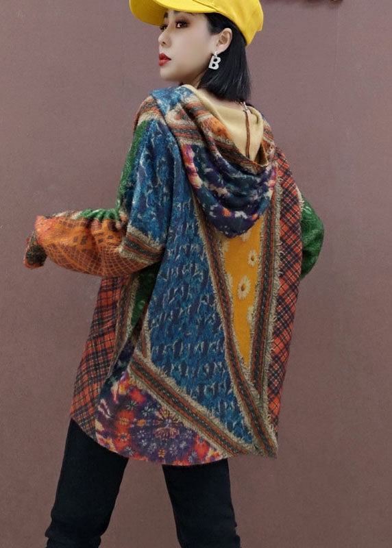 Women's Hooded Sweater Top Multicolor Knit - 5