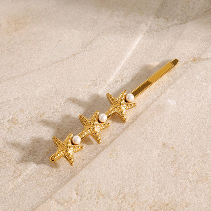 Freshwater Pearl Hair Pin with Starfish Design – Hypoallergenic, Waterproof, 60mm Length 3