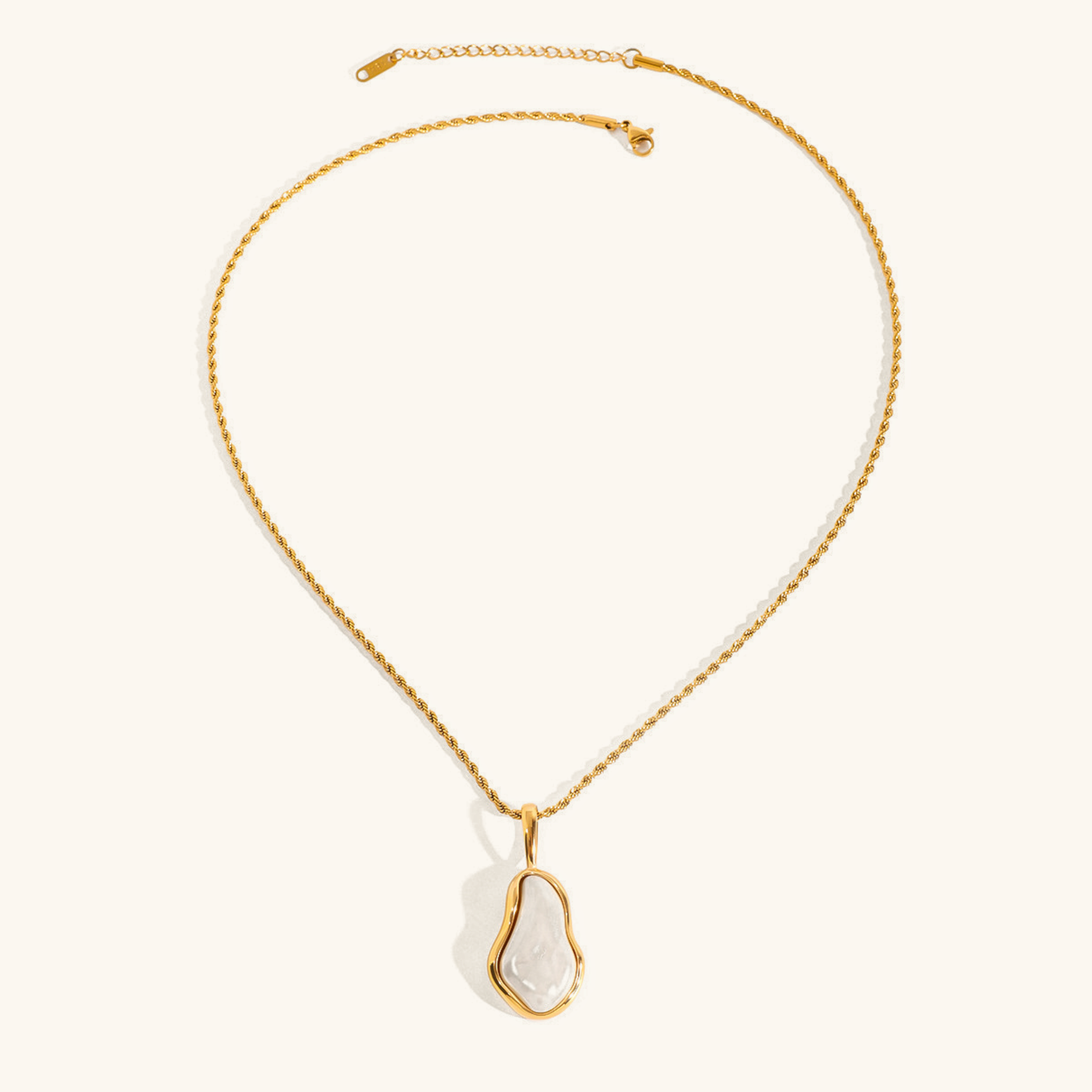 Freshwater Pearl Necklace for Women in Gold Setting – Waterproof, Hypoallergenic, 19-Inch Length, Elegant Coastal Jewelry 0