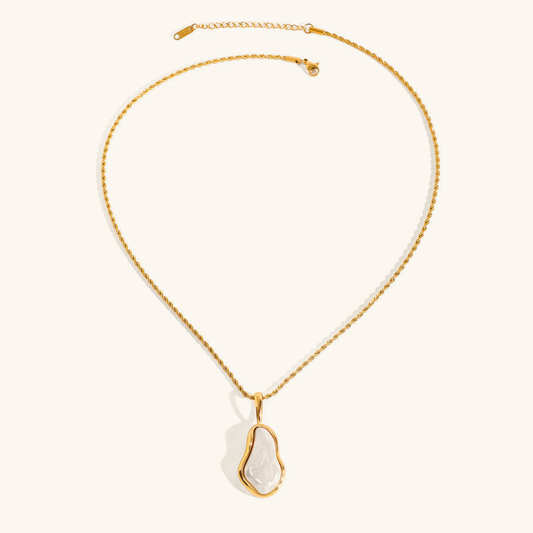 Freshwater Pearl Necklace for Women in Gold Setting – Waterproof, Hypoallergenic, 19-Inch Length, Elegant Coastal Jewelry 0