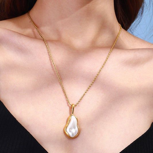 Freshwater Pearl Necklace for Women in Gold Setting – Waterproof, Hypoallergenic, 19-Inch Length, Elegant Coastal Jewelry 1