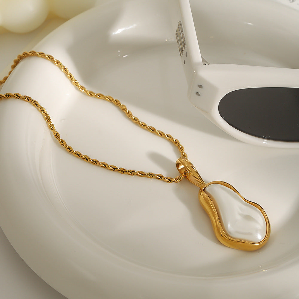Freshwater Pearl Necklace for Women in Gold Setting – Waterproof, Hypoallergenic, 19-Inch Length, Elegant Coastal Jewelry 3