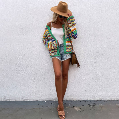 Fun Summer Crochet Style Hollow Out Long Sleeve Knit Cardigans 2