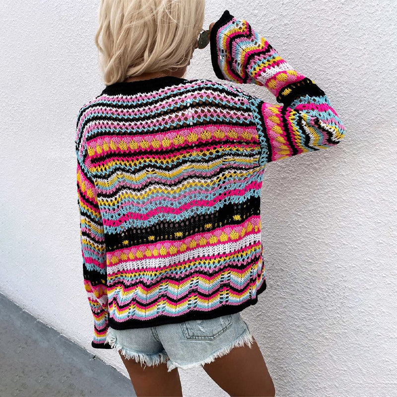 Fun Summer Crochet Style Hollow Out Long Sleeve Knit Cardigans 6