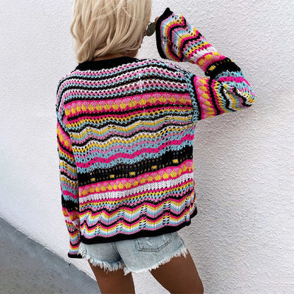 Fun Summer Crochet Style Hollow Out Long Sleeve Knit Cardigans 6