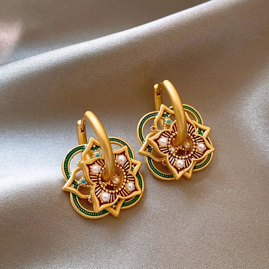 Geometric Jhumka Earrings for Women – Lightweight Stainless Steel and Copper Festive Jewelry 0