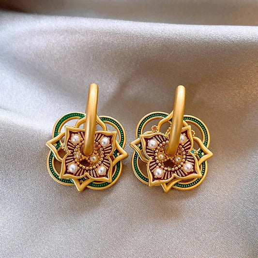 Geometric Jhumka Earrings for Women – Lightweight Stainless Steel and Copper Festive Jewelry 1