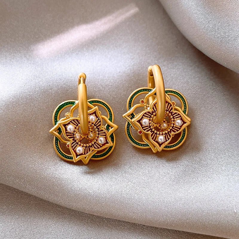 Geometric Jhumka Earrings for Women – Lightweight Stainless Steel and Copper Festive Jewelry 2