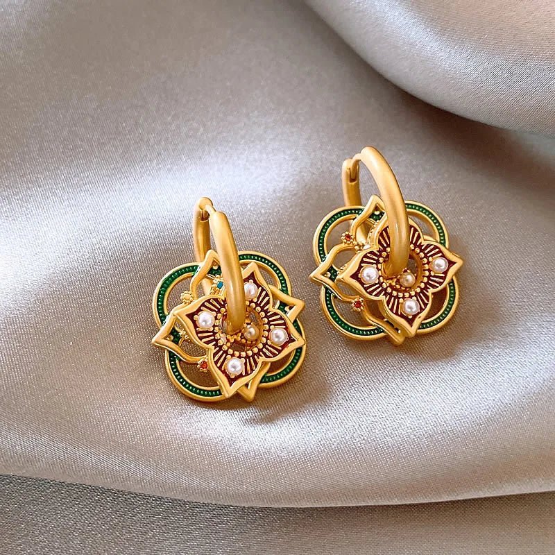 Geometric Jhumka Earrings for Women – Lightweight Stainless Steel and Copper Festive Jewelry 3