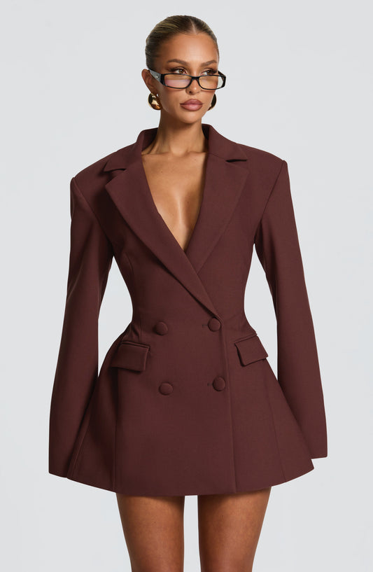 Women's Mini Dress Black Tailored Blazer Style - 1