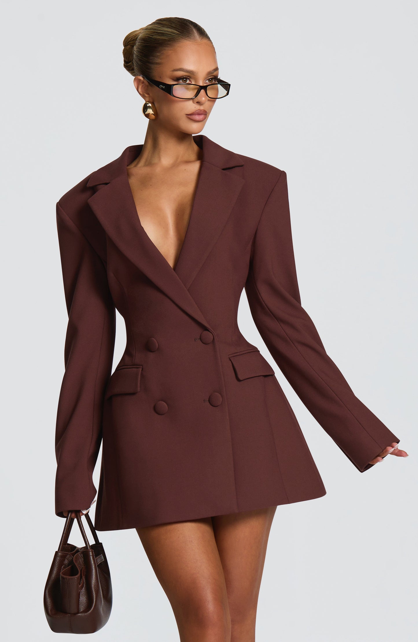 Women's Mini Dress Black Tailored Blazer Style - 2