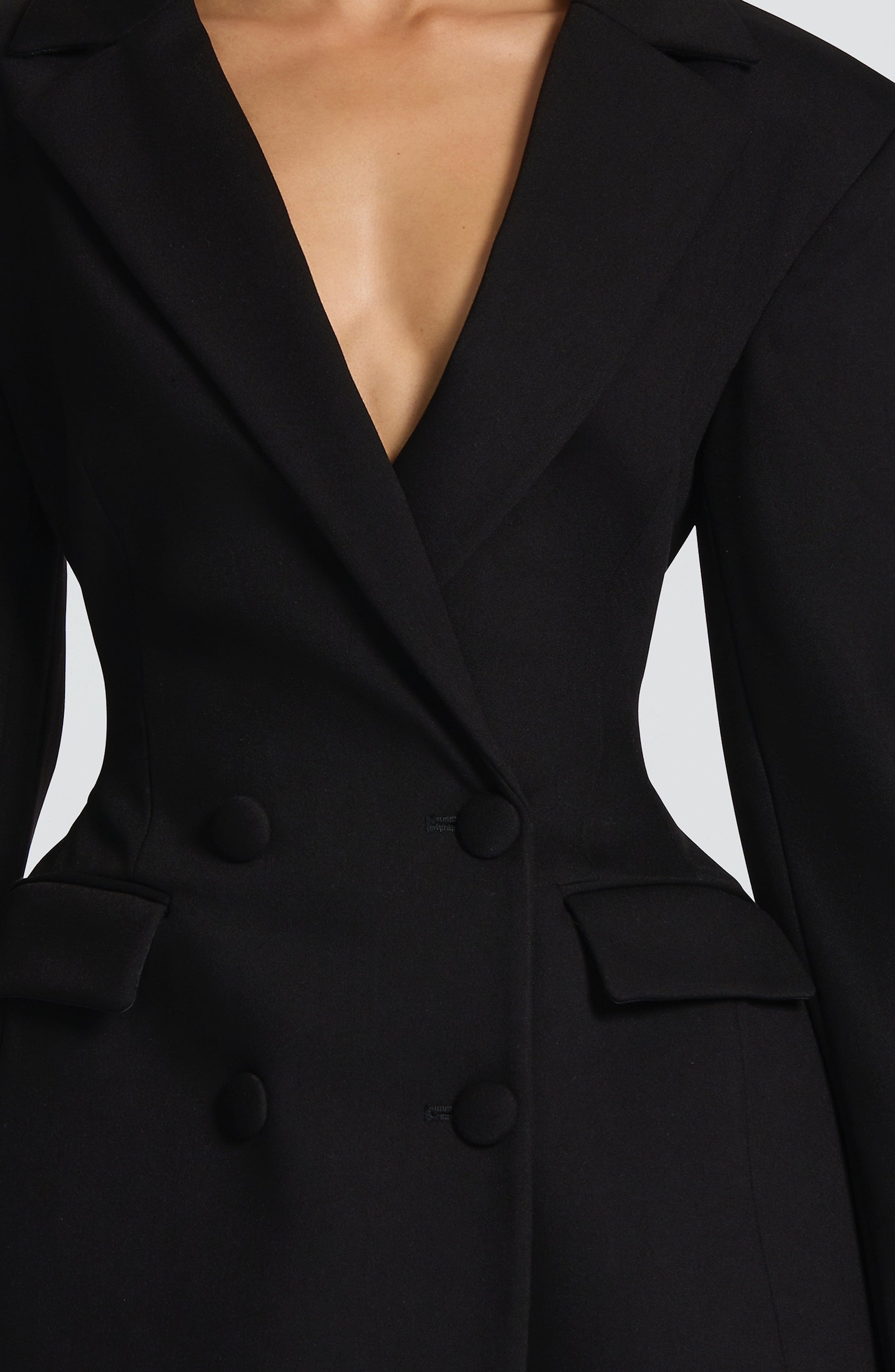 Women's Mini Dress Black Tailored Blazer Style - 8
