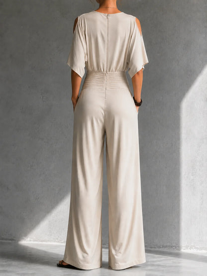 Women's Wrap-Front Wide-Leg Jumpsuit – Product view | Hensley London