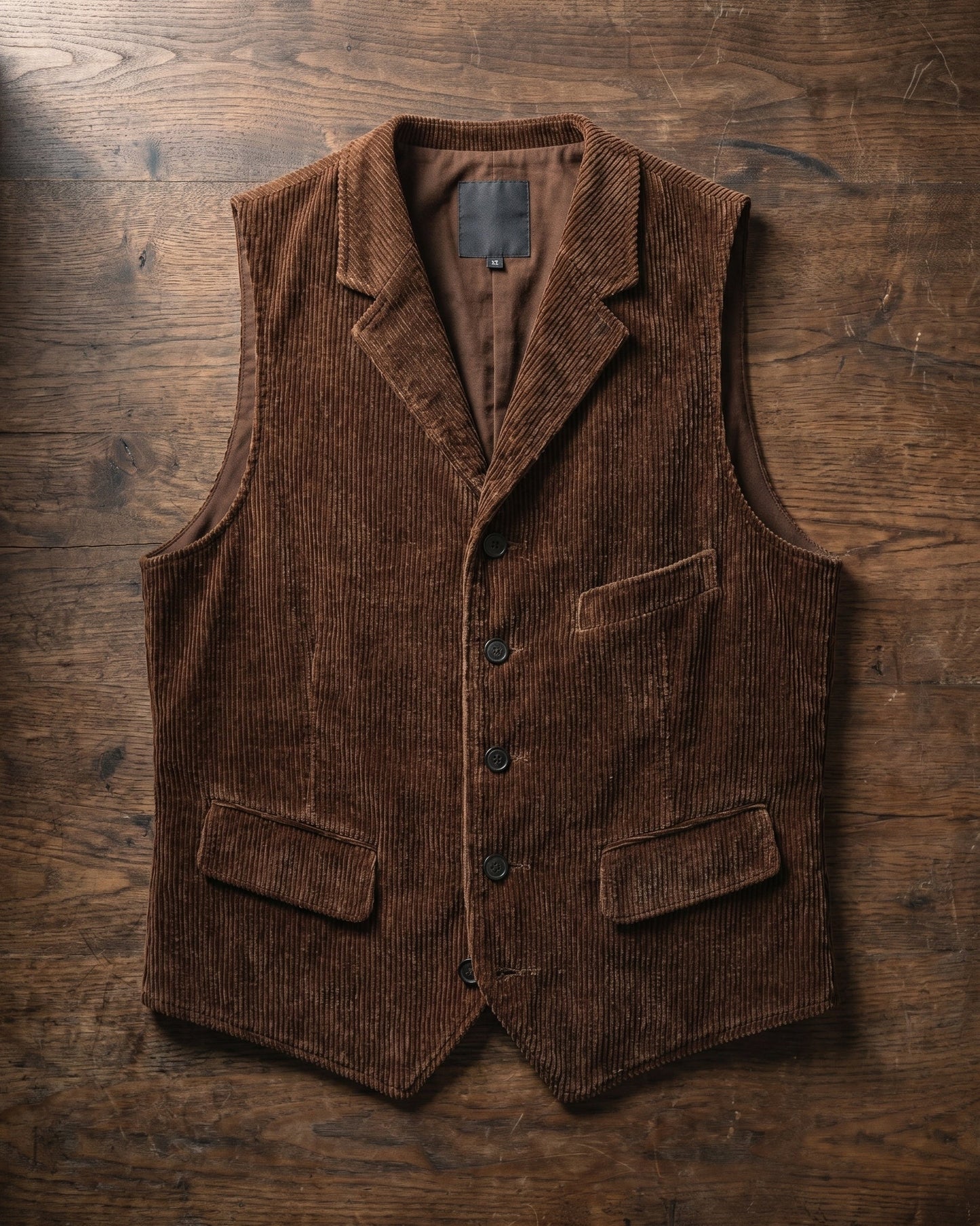 Men's Wide-Wale Corduroy Vest - front view | Hensley London
