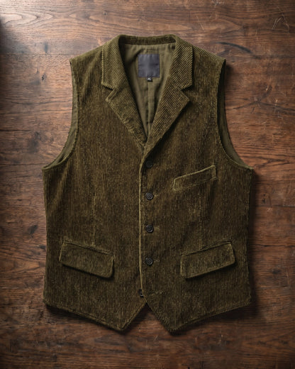 Men's Wide-Wale Corduroy Vest - side view | Hensley London