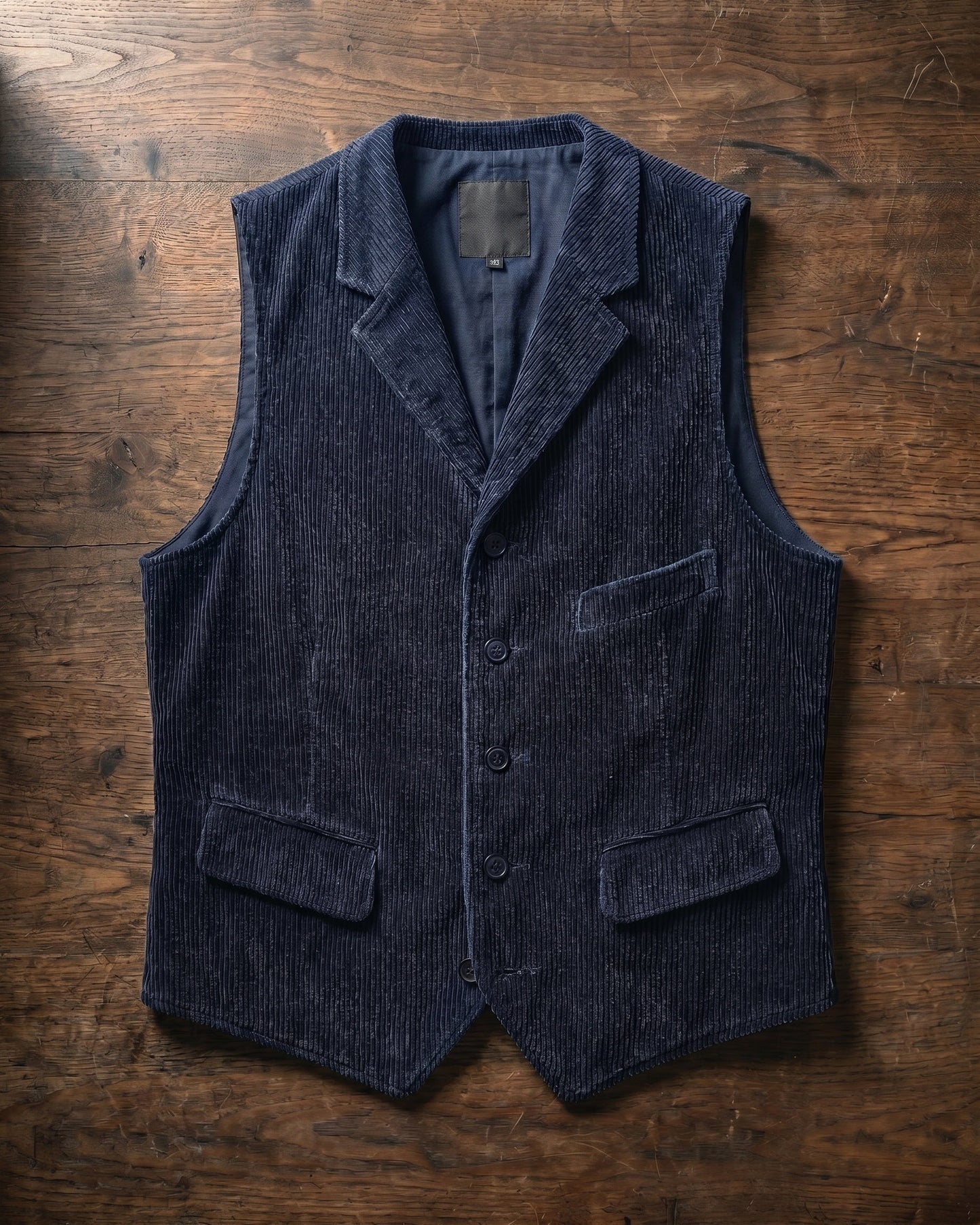 Men's Wide-Wale Corduroy Vest - back view | Hensley London