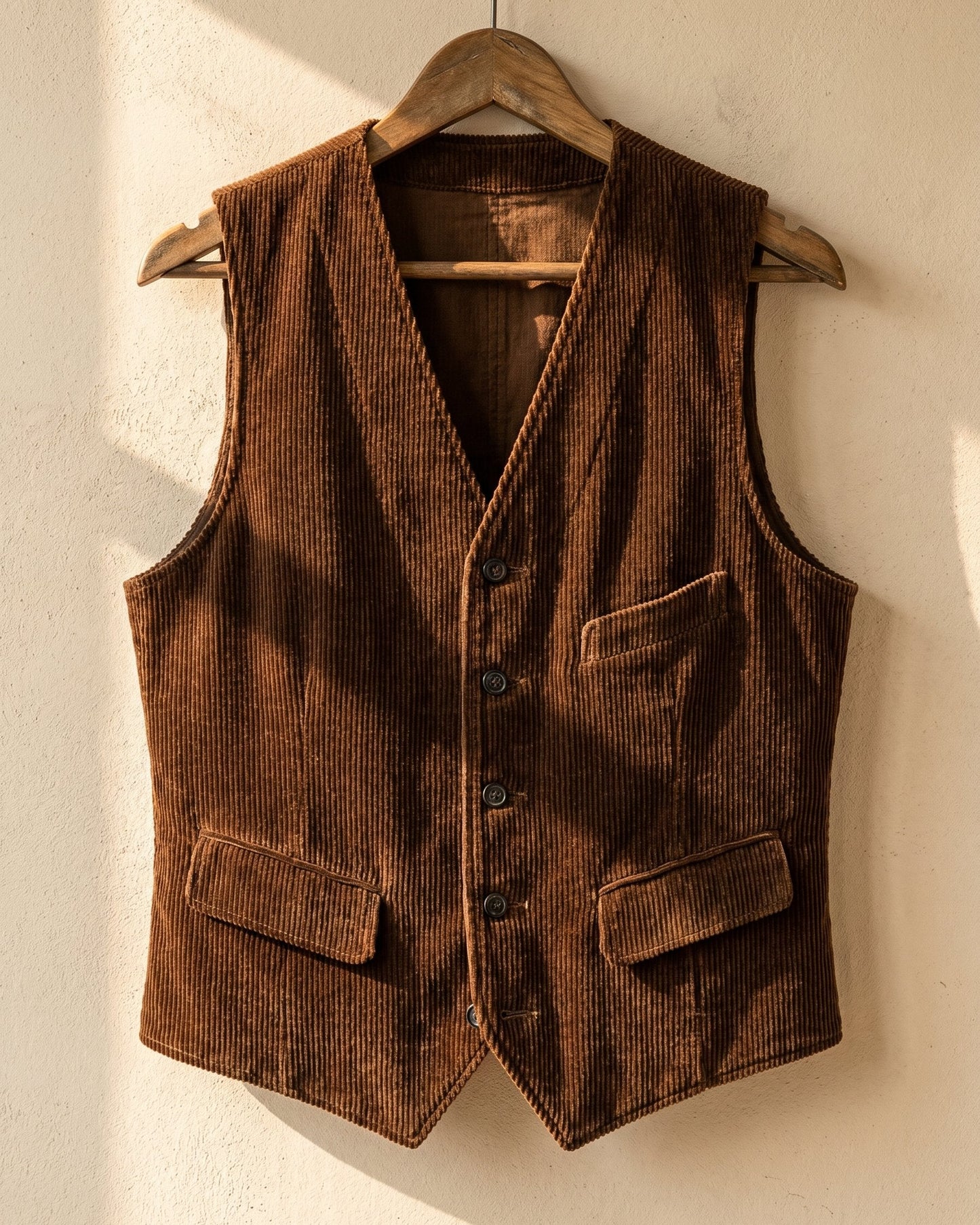 Men's Wide-Wale Corduroy Vest - fabric detail | Hensley London