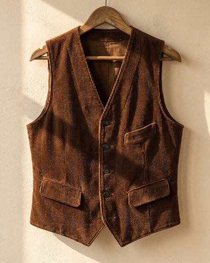 Men's Wide-Wale Corduroy Vest - fabric detail | Hensley London