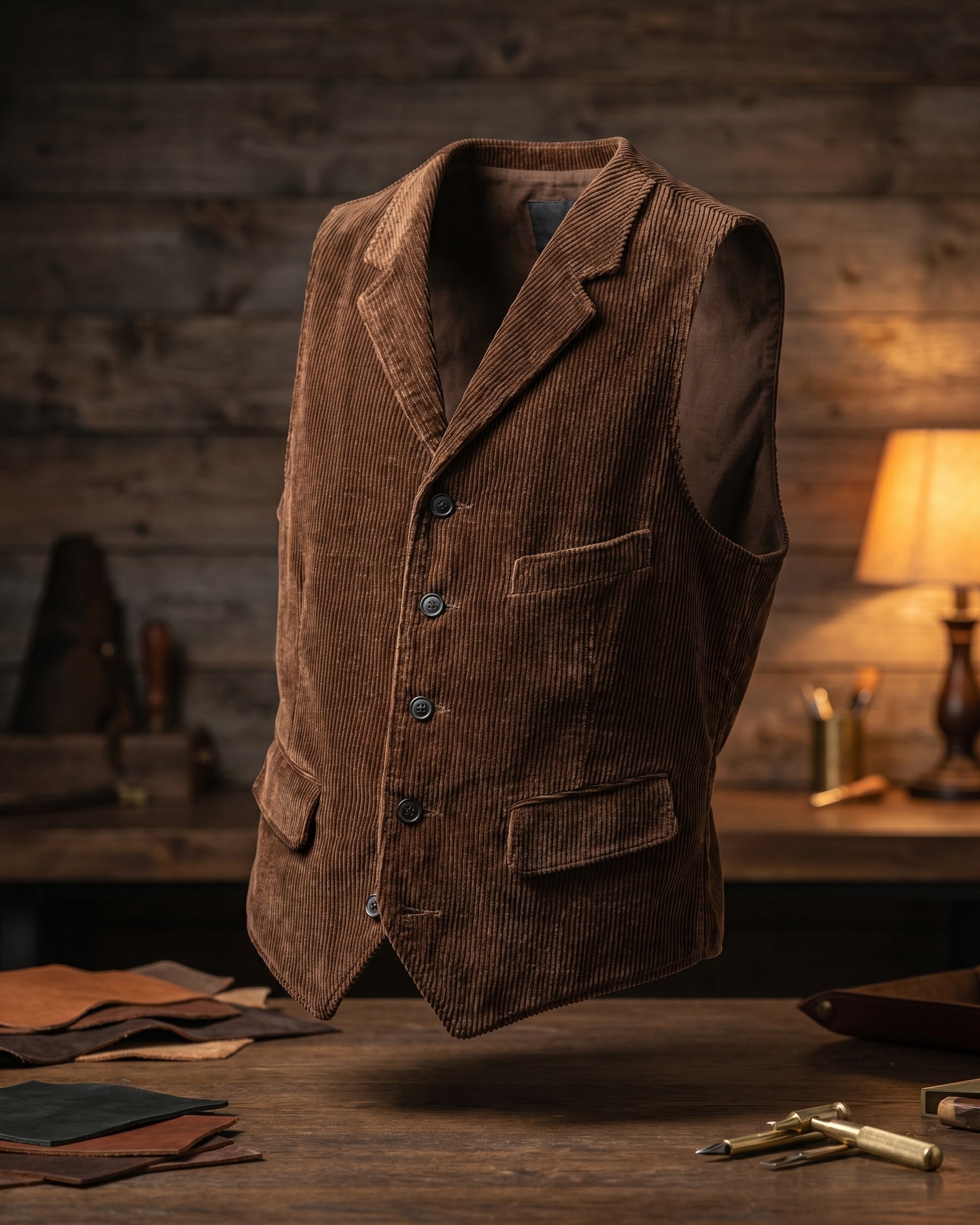 Men's Wide-Wale Corduroy Vest - styled view | Hensley London